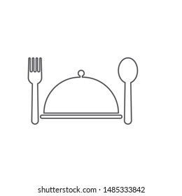 Tray spoon and fork icon isolated on white background. Restaurant symbol modern, simple, vector, icon for website design, mobile app, ui. Vector Illustration