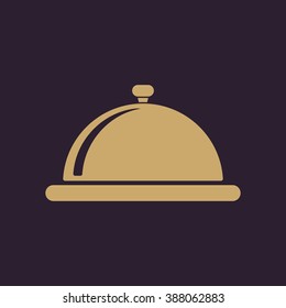 The tray station icon. Breakfast and lunch, dinner, restaurant symbol. Flat Vector illustration