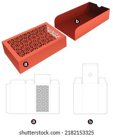 Plantilla de corte de la cubierta de la bandeja y del patrón estampado y simulación 3D