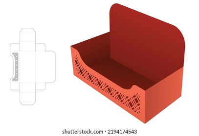 Tray with stenciled striped pattern die cut template and 3D mockup