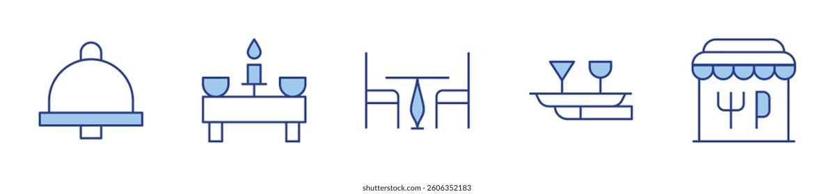 tray, table, catering, restaurant. Restaurant Icon vector illustration. Line Duotone style. Editable stroke.