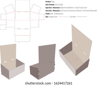 Tray Triple Box template die cut vector