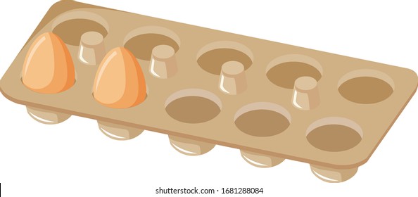 Bandeja con dos huevos en la ilustración de fondo blanco