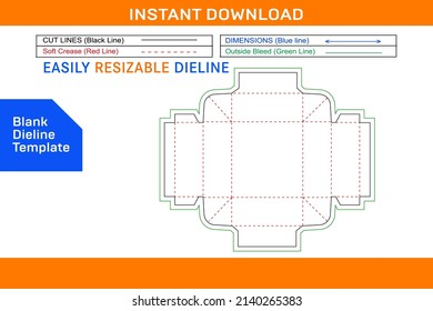 Trays Box, Standard tray box with reinforcing tabs dieline template and 3D box design