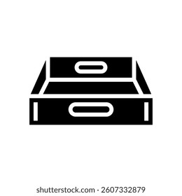 trays cardboard packaging glyph icon vector. trays cardboard packaging sign. isolated symbol illustration