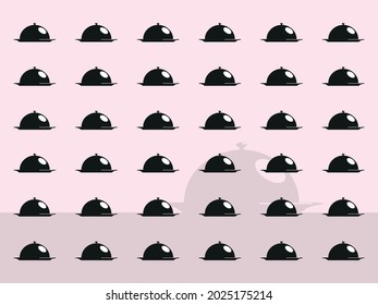 Trays for main courses with a lid. Abstract background. Vector illustration.