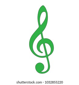 Trble Clef cartoon, the outlined illustration with thin line black stroke