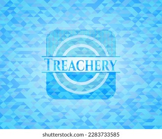 Treachery light blue emblem. Mosaic background. 