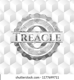Treacle grey badge with geometric cube white background