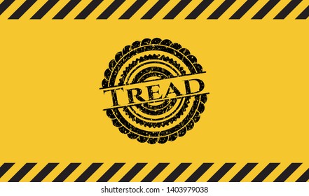 Tread inside warning sign, black grunge emblem. Vector Illustration. Detailed.