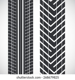 Tread pattern tyre. Vector set of detailed tire prints. 
