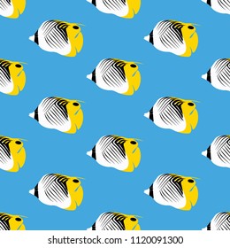 Treadfin Butterflyfish seamless pattern