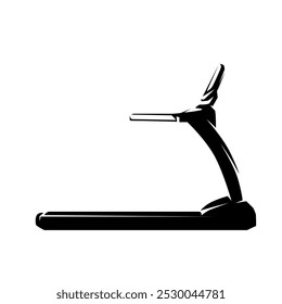 Ícone Treadmil, silhueta vetorial isolada, desenho à tinta, vista lateral. Equipamento desportivo