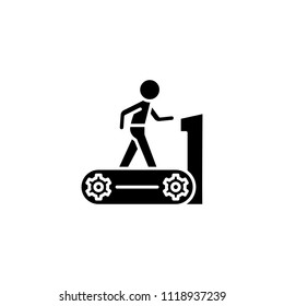 Treadmill black icon concept. Treadmill flat  vector symbol, sign, illustration.