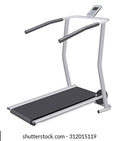 Treadmill with display on a white background