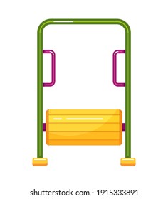 Treadmill drum for kids summer games on playground. Rotating leg trainer for children. Outdoor sports equipment. Vector colorful flat illustration isolated on white background
