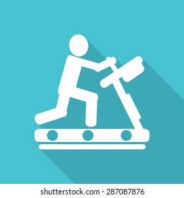 treadmill flat icon with long shadow. 