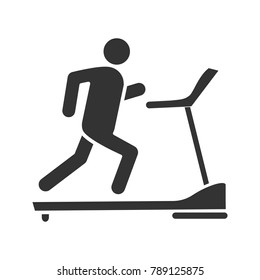 Treadmill glyph icon. Exercise machine. Silhouette symbol. Negative space. Vector isolated illustration