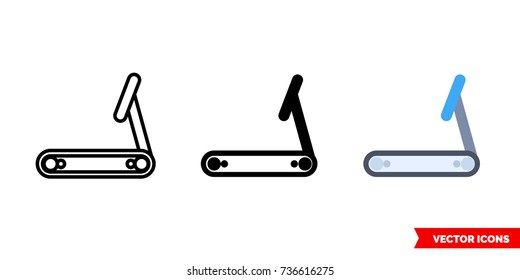 Treadmill icon of 3 types: color, black and white, outline. Isolated vector sign symbol.
