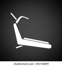 Treadmill icon. Black background with white. Vector illustration.