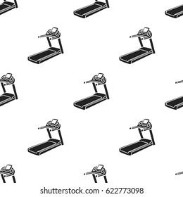 Treadmill icon in black style isolated on white background. Sport and fitness pattern stock vector illustration.