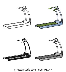 Treadmill icon in cartoon style isolated on white background. Sport and fitness symbol stock vector illustration.