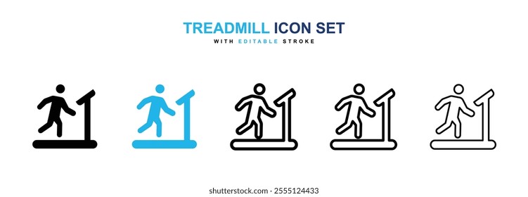Treadmill icon collection in black and blue colors