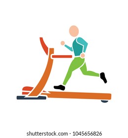 treadmill icon, fitness, exercise, gym icon - vector training machine