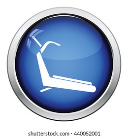 Treadmill icon. Glossy button design. Vector illustration.