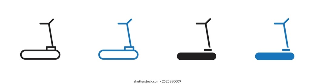Treadmill icon linear graphics set vector in black