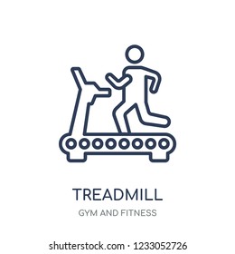 Treadmill icon. Treadmill linear symbol design from Gym and Fitness collection. Simple outline element vector illustration on white background