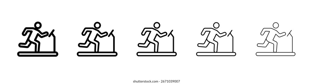 Logotipo del icono de la cinta de correr en la colección de líneas de trazo