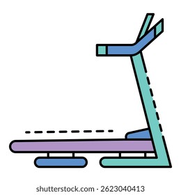 Treadmill icon. Outline treadmill vector icon color flat isolated on white