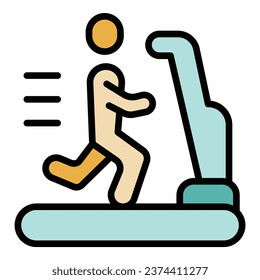 Treadmill icon outline vector. Jump rope. Fitness gym color flat