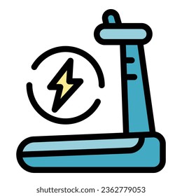 Treadmill icon outline vector. Run program. Care pulse color flat