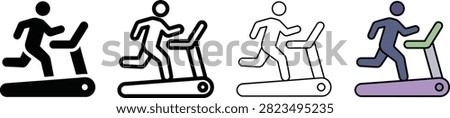 Treadmill Icon Set: Solid, Outline and Modern Flat Color
