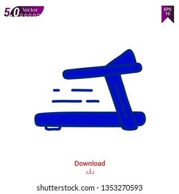 Treadmill icon in style isolated on white background. Sport and fitness symbol stock vector illustration