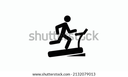 Treadmill Icon. Vector flat isolated black and white illustration