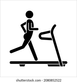 Treadmill icon. vector illustration. Exercise machine. Contour symbol on white background