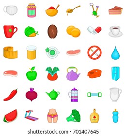 Treadmill icons set. Cartoon style of 36 treadmill vector icons for web isolated on white background