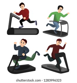 Treadmill icons set. Cartoon set of treadmill vector icons for web design