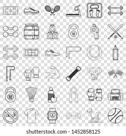 Treadmill icons set. Outline style of 36 treadmill vector icons for web for any design