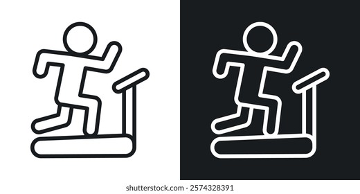 Treadmill icons in thin black and white stroke liner style