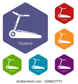 Treadmill icons vector colorful hexahedron set collection isolated on white