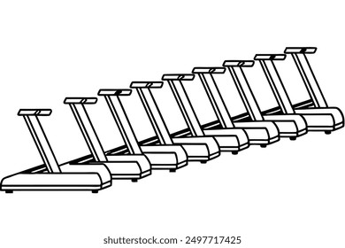 Treadmill line art sleek modern gym style