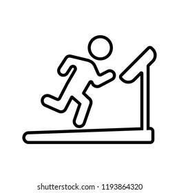 Treadmill linear icon. Thin line illustration. Exercise machine. Contour symbol. Vector isolated outline drawing. Editable stroke