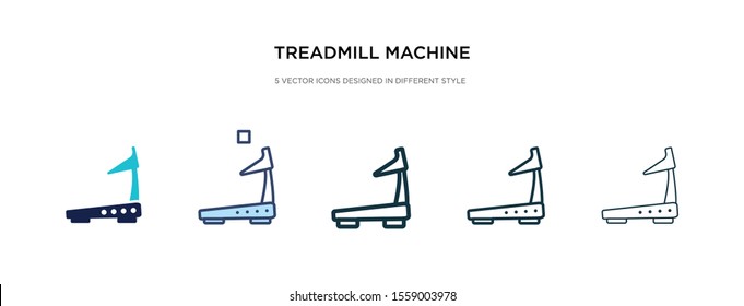 treadmill machine icon in different style vector illustration. two colored and black treadmill machine vector icons designed in filled, outline, line and stroke style can be used for web, mobile, ui