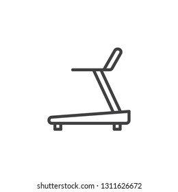 Treadmill machine line icon. linear style sign for mobile concept and web design. Gym treadmill machine outline vector icon. Symbol, logo illustration. Pixel perfect vector graphics