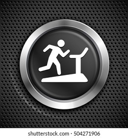 Treadmill on Black Round Button