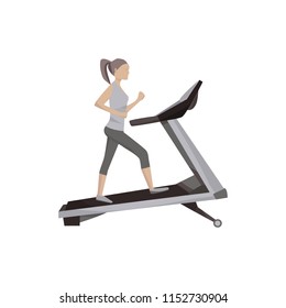 Treadmill with on a blue circule and white background